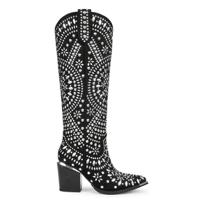 <span class=keywords><strong>Botas</strong></span> Vaqueras Negras Hechas a Mano WETKISS, MOQ Bajo, con Punta de Acero, Tachuelas, Tacón Grueso, Altura hasta la Rodilla, <span class=keywords><strong>para</strong></span> Fiesta - Product Image 2