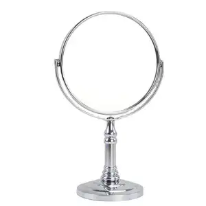 大3/5/6/7/8英寸双面桌面圆形金属化妆镜1X/2X放大镜360度旋转化妆镜