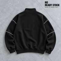 Sweat-shirt à col zippé pour homme, 320 GSM, 100% coton, coupe oversize, épaules tombantes, style streetwear décontracté, vente en gros OEM