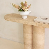 Table console rectangulaire en marbre de luxe norvégien, tables consoles en travertin