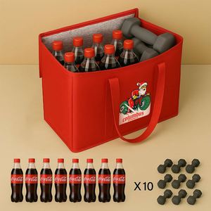 Sac isotherme de grande capacité pour l'extérieur, sac à lunch de pique-nique de couleur rouge, sac fourre-tout personnalisé en tissu non tissé, personnalisation. - Product Image 4
