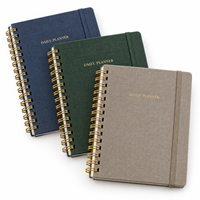 Planificateur personnalisé à couverture rigide avec reliure spirale, organisateur quotidien et hebdomadaire avec logo en feuille d'or, OEM