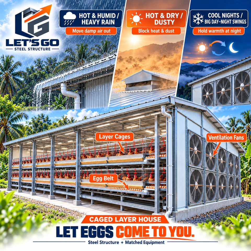 Galvanized Steel Structure Cage Layer Chicken House Prefabricated ...