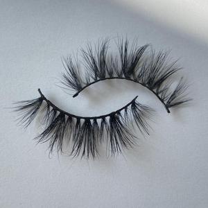 Wholesale Handmade Human Hair Full <b>Strip</b> False Eyelashes Matte Black Cruelty-Free <b>Plastic</b> Cotton Band - Product Image 6
