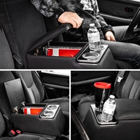 Boîte de rangement universelle pour accoudoir de console centrale arrière avec porte-gobelets et coussin doux