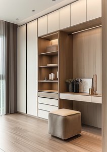 Armoire-penderie moderne blanche pliable et extensible avec porte en MDF, 5 tiroirs, meubles de chambre à coucher, design en bois, style contemporain - Product Image 6