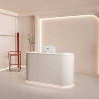 Nouveau comptoir de réception personnalisé le plus vendu, comptoir de salon de beauté, petite table de réception, bureau de réception circulaire pour salon de manucure