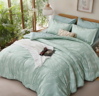Couette vert sauge, ensemble de literie floral mignon style bohème pour lit Queen, parure de lit douce et moelleuse avec couette, draps, taies d'oreiller et housses de coussin