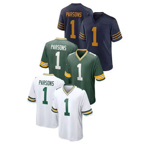 トップグリーンベイ刺繍入りメンズアメリカンフットボールジャージマイカ・パーソンズゲームプレイヤージャージショート新グリーンベイフットボールユニフォーム - Product Image 1
