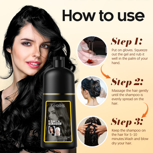 Joynna 500Ml Action Rapide Longue Durée Couleur des Cheveux Teinture Shampooing Crème Naturelle à Base de Plantes Couverture de Cheveux Blancs pour Hommes Femmes - Product Image 4