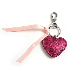 Custom Shape Shiny Delicate Red Heart Shape PU <b>Leather</b> Handbag <b>Keychain</b> - Product Image 2