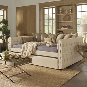 卧室套装大号豪华现代家具沙发床，带脚轮和储物被子，适用于特大沙发床