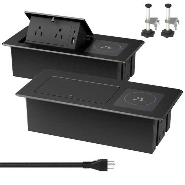 Factory Custom Pop up Socket EU Standard Built-in Power Outlet Furniture Table Socket with Wireless Charger for Kitchen