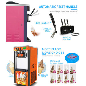 Nueva Máquina de Helados Comercial de 28~36 L/H, 3 Sabores, Colorida, Vertical, con Tolva de 8 L y Cilindro de 2 L, Alta Productividad para Puestos - Product Image 2