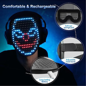 Máscara LED con Luz Facial, Recargable Tipo-C, Activación por Movimiento, Estética Cyberpunk, Cosplay de Halloween, Neón Brillante, USB - Product Image 5