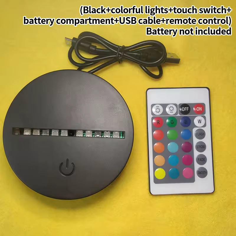 Base negra, 16 colores con control remoto.