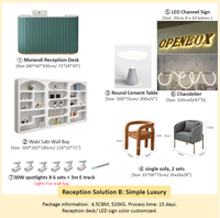 M2 Display Store Solution de réception Mobilier de salon moderne beige Manucure Spa Cabinet Comptoir Table à ongles Nail Shop Design