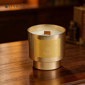 LunaLith Vente en gros de bougies parfumées en cire de soja avec mèche en bois, marque privée |   Bougie aromatique de luxe avec logo personnalisé pour la décoration de la maison - Product Image 4