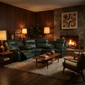 Modernes Sofa-Set Wohnzimmermöbel L-förmiges Ecksofa aus Kunstleder <span class=keywords><strong>mit</strong></span> Multifunktionalem Klapptisch & Getränkehaltern - Product Image 1