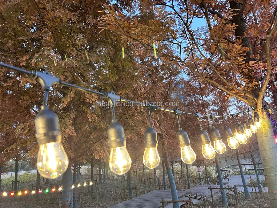 ホリデーウェディングパーティー防水クリスマスライト48フィート15E26電球屋外ビストロ装飾LEDストリングライト