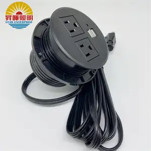 Prise d'alimentation de bureau et prise à œillets de bureau Usb/prise de courant de table encastrée avec 2 prises américaines et 2 ports de charge USB