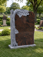 Stèle funéraire rustique à motif d'arbre et de feuilles pour cimetière
