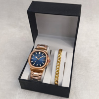Poedagar 613 Nuevo Conjunto de Dos Piezas de Reloj de Pulsera de Cuarzo y Brazalete, Combinación Creativa de Moda, Regalo Especial para Hombre
