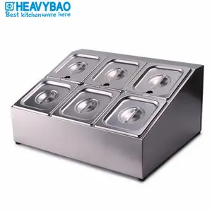 Heavybao Commercial Buffet Equipment Stainless Steel GN Pan Holder With 6 Grids
