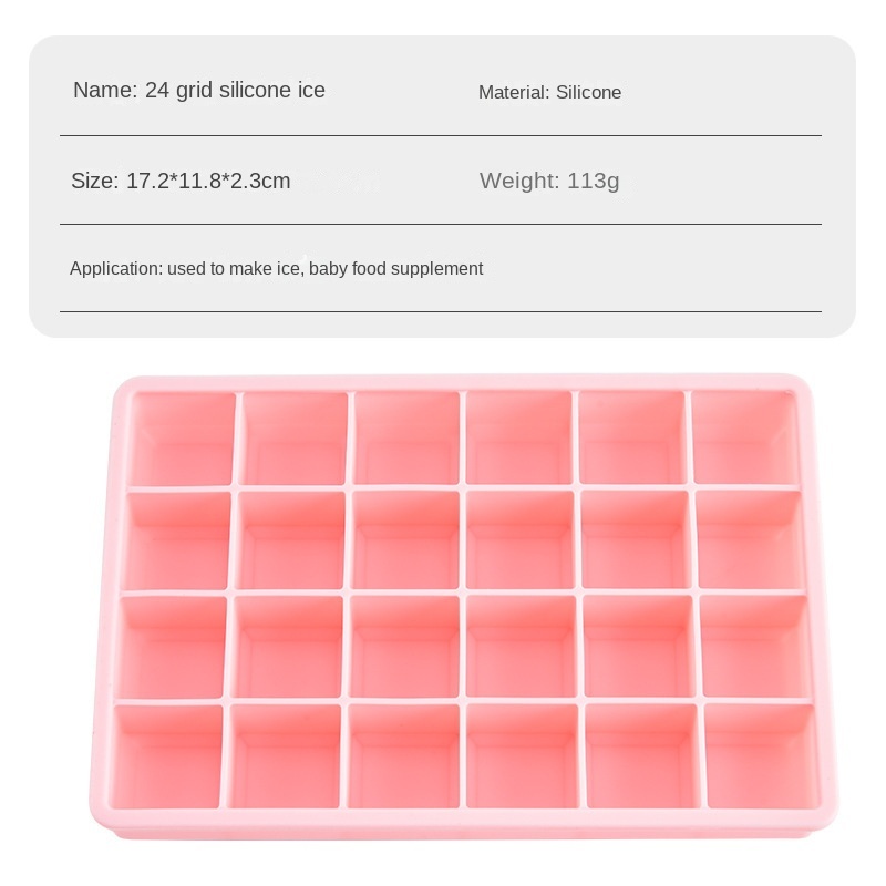 Bac à glaçons en silicone 24 grilles rose