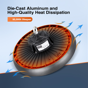 Lámpara LED de Alta Potencia para Techos Altos, Diseño Industrial, Lámpara Colgante IP65 con Carcasa de Aluminio para Iluminación Comercial de Almacenes y Talleres - Product Image 4