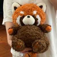 Peluche Panda Rouge Douce, Poupée en Peluche, Corps Orange Rouille, Marques Blanches sur le Visage, Idéale pour Crèche, Magasin de Cadeaux, Vente en Gros