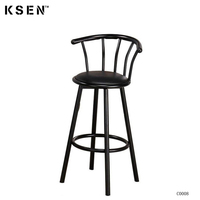 Tabouret de bar Windsor en métal personnalisé avec coussin en cuir PU pour café, bar, restaurant KC-C0008