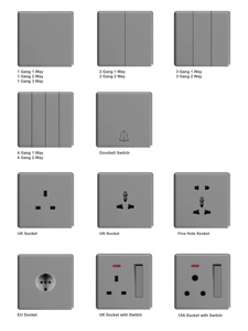 New Acrylic kiểm soát kép tường thiết bị chuyển mạch màu sắc khác nhau-Đen vàng trắng xám ba nút ba mở lỗ duy nhất chuyển đổi cho <span class=keywords><strong>220V</strong></span> - Product Image 2