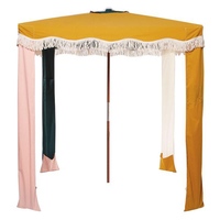 Tente de plage pliable grand format résistante au vent pour l'extérieur avec poignée en bois – Pare-soleil écologique pour rafraîchissement en bord de mer et en extérieur