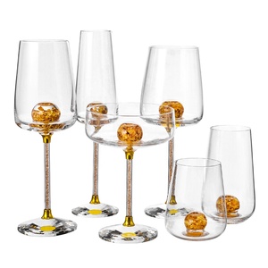 Mariage personnalisé luxe cristal feuille d'or boire Martini <span class=keywords><strong>champagne</strong></span> vin rouge verres gobelet ensemble - Product Image 5