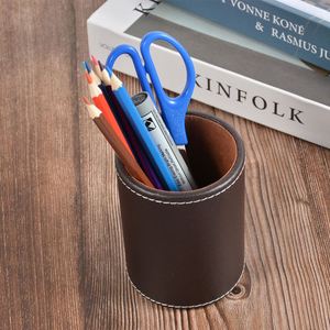 Pen and Pencil Holder for <b>Desk</b> Leather Wooden Pen Holder for Organized Must-Have Pen Holder for Your Desktop - Product Image 3