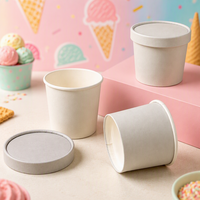 Contenants à crème glacée personnalisés avec logo, gobelets à crème glacée jetables écologiques biodégradables à simple paroi avec couvercle, gobelets en papier
