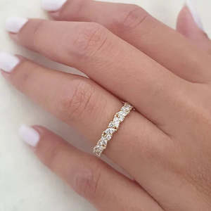 Bague d'éternité en diamant plaqué or 18 carats avec zircon cubique Bague de fiançailles de mariage en argent sterling 925