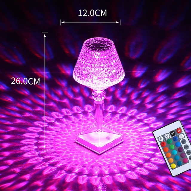 Factory Wholesale USB Rechargeable Night Light Table Lamp Acrylic Crystal with Touch/Remote Control Rose Desk Lamp