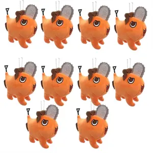 10 개/대 10cm 전기 톱 남자 Pochita 귀여운 애니메이션 플러시 장난감 코스프레 서 오렌지 개 인형