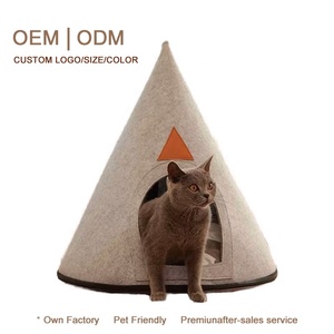 Cama para Gatos con Forma de <span class=keywords><strong>Cueva</strong></span>, Estilo Tienda de Campaña Cónica, de Fieltro Gris, Ecológica, Linda, Cómoda y Cálida, con Tapete para Mascotas en Forma de Huevo - Product Image 1