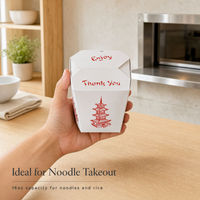 Boîte en papier pliable de 16 oz, personnalisée, jetable, pour plats à emporter, contenants alimentaires pour nouilles, pour les restaurants
