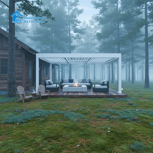 Pérgola Bioclimática SH para Exteriores, Impermeable, Motorizada, de Aluminio, para Patio Trasero, Jardín, con Puerta de Vidrio, Decoración para el Hogar - Product Image 4