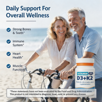 Vitamine D3 K2 en stock, 60 capsules, haute absorption, soutien au calcium, santé osseuse, amélioration de l'immunité, pour nouveau-nés, biberon, adulte, complément alimentaire quotidien