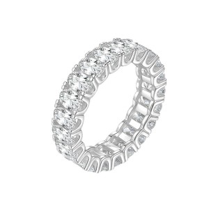 Anillo de Eternidad de Oro Sólido de 18K para Mujer con Moissanita, Corte Brillante Redondo, Engaste Pavé, Estilo Clásico, Joyería de Compromiso - Product Image 4