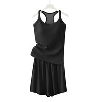 Ensemble de pyjama pour femmes avec dos en Y, coussinets de poitrine, taille élastique, respirant et doux