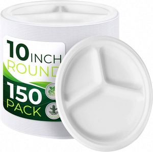 Wholesale 3 Compartment Heavy Duty Disposable Handpainted Food Grade Paper <b>Charger</b> Plates UV Coating Eco Friendly Festival - Product Image 1