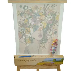 Venta al por mayor hermosa pintura por números marco personalizado decoración del hogar retrato pintura al óleo DIY lienzo pintura por números