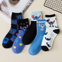Nouvelles chaussettes de sport en coton mignonnes et amusantes de haute qualité avec logo personnalisé, motif de dessin animé Stitch