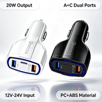 Cargador de Coche de 3 Puertos QC3.0 USB+Tipo-C 3.5A Carga Rápida con Luz LED Azul 12-24V Cargador para Encendedor de Cigarrillos OEM Venta al Por Mayor